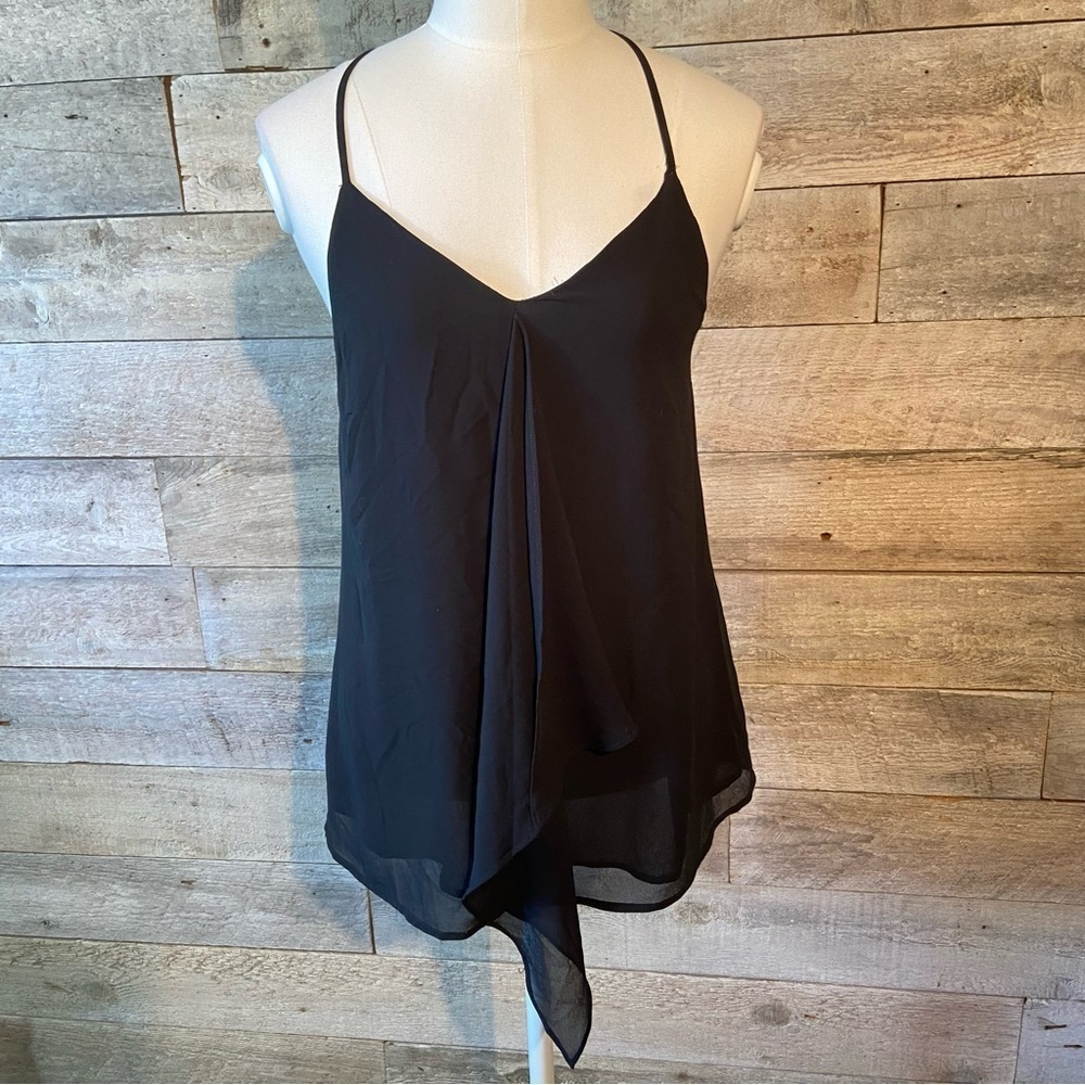 🛍️3/$30 Naked Zebra women's strappy black ruffled tank top in size small